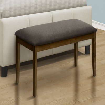 Bench, 44" Rectangular, Upholstered, Wood, Dining Room, Kitchen, Entryway, Brown Solid Wood, Brown Fabric