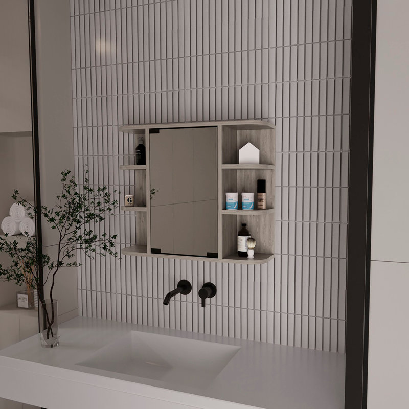 Aleshya 60mm W 50mm H Wall Mounted Required Medicine Cabinet Mirror Fixed