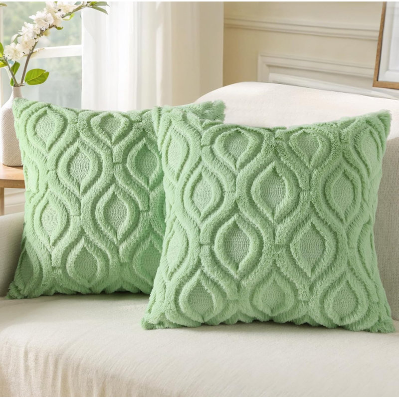 Striped Square Cushion Cover, Sage Green