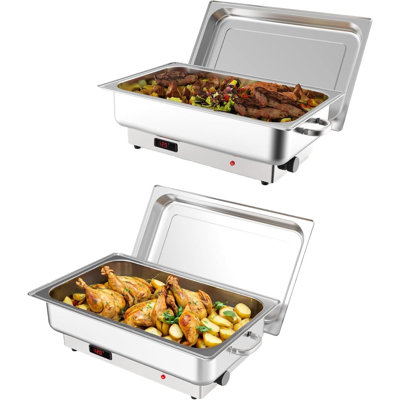Ensemble de 2 réchauds électriques 9QT avec contrôle de la température, chauffe-buffet en acier inoxydable