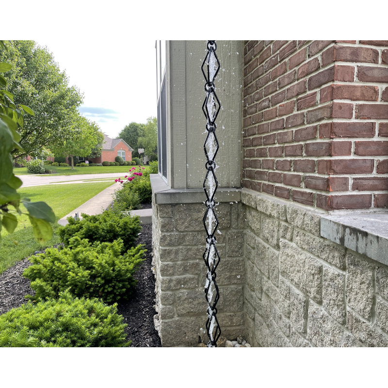 8.5 ft Black Powder Coated Metal Diamond Link Rain Chain