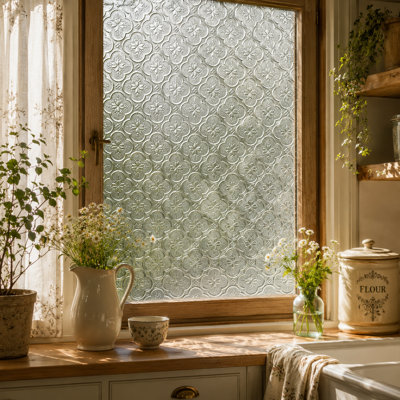 Glassy Petals Design Glass Accent Window Film, 17.3Inch X 47.2Inch