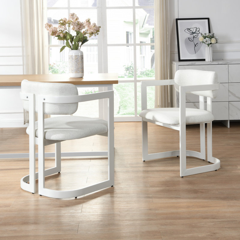 Chaise de salle à manger rétro, Blanc, Blanc