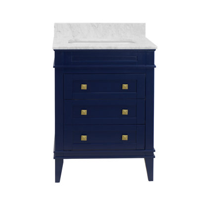 Frankfurt 24" Single Bathroom Vanity Set with Royal Blue Cabinet and Carrara Marble Countertop