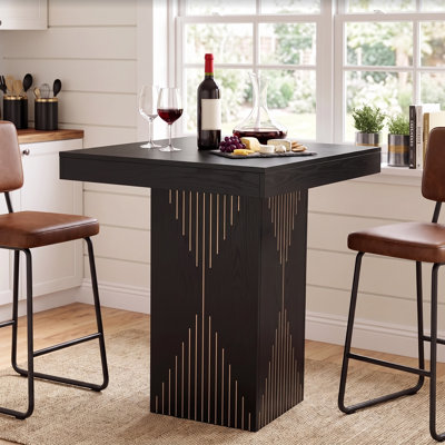 31.5" Square High Top Bar Table, Modern Small Dining Table, Kitchen Breakfast Nook For Dining Room, Living Room