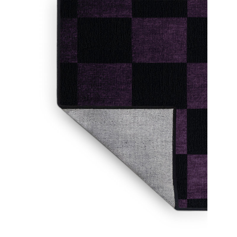 Machine Washable Checkered Gray Area Rug, Rectangle 2' x 3'