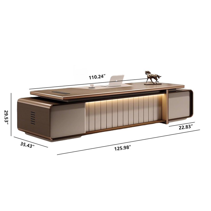Bureau de direction léger et luxueux, bureau de président moderne à double armoire minimaliste pour les bureaux de direction