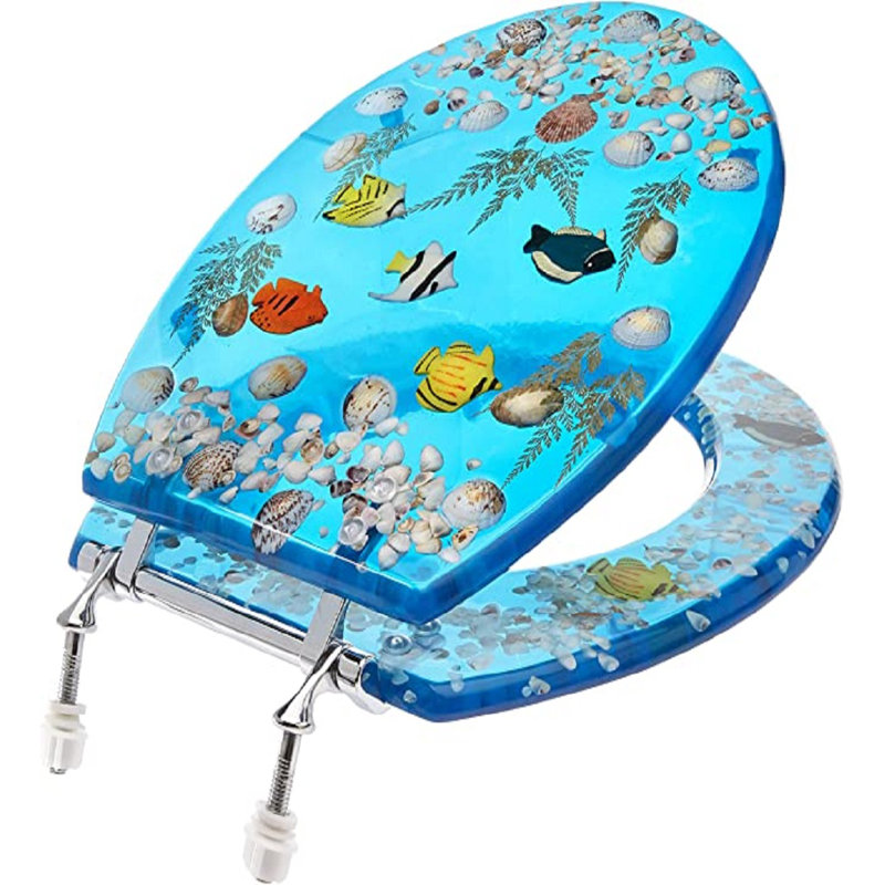 Siège de toilette poisson rond, Bleu