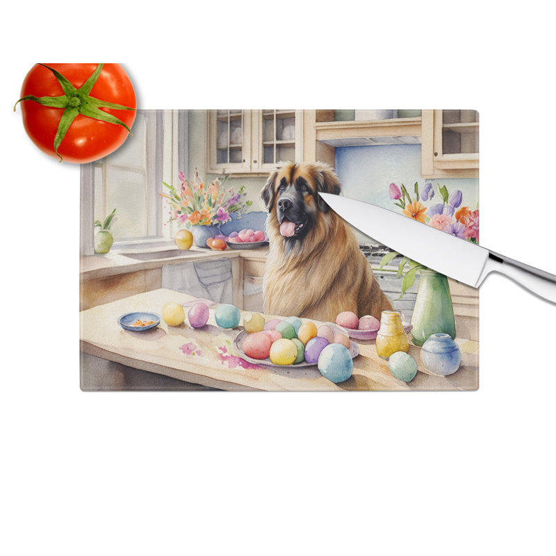 Decorating Easter Leonberger Glass Cutting Board