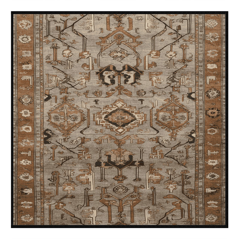 Tapis brun turc lavable à la machine, Carré 5 pi