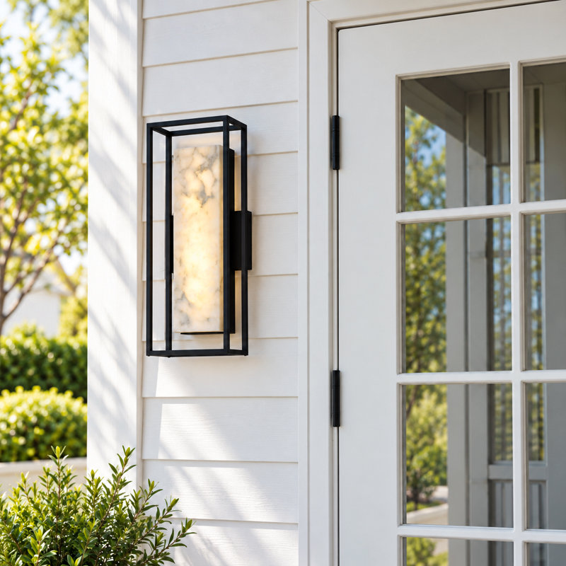 18.5" Modern Spanish Alabaster Integrated LED Outdoor Wall Sconce