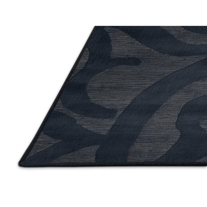 Machine Washable Abstract Gray Area Rug, Round 6'