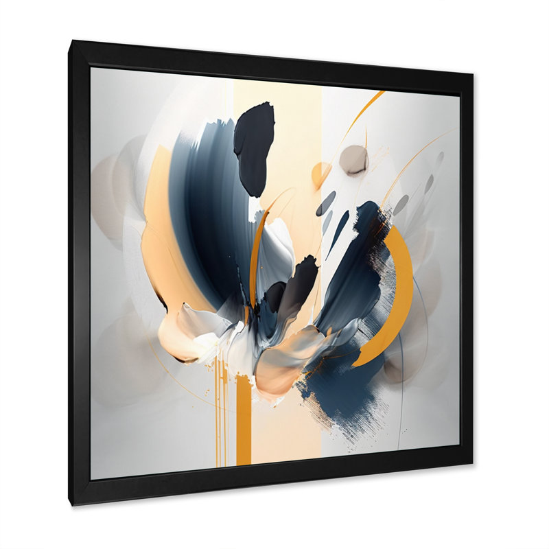 Peinture abstraite fleur - décoration murale abstraite, Impression noire sur toile encadrée, H 36 po x l 36 po x P 1,5 po