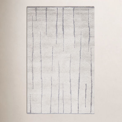 Tapis en laine touffeté à la main à motif abstrait gris anthracite / ivoire / brun Keagan