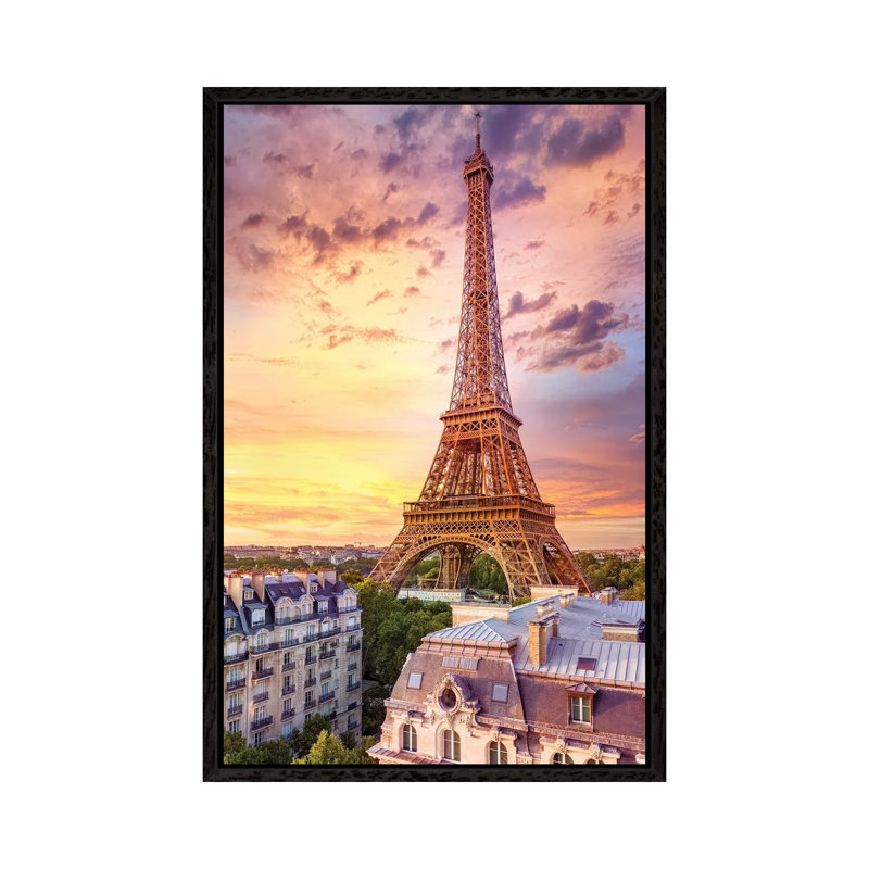 Romantic Sunset Eiffel Tower Paris by Susanne Kremer - Print on Canvas, 152.4cm H x 101.6cm W x 3.81cm D