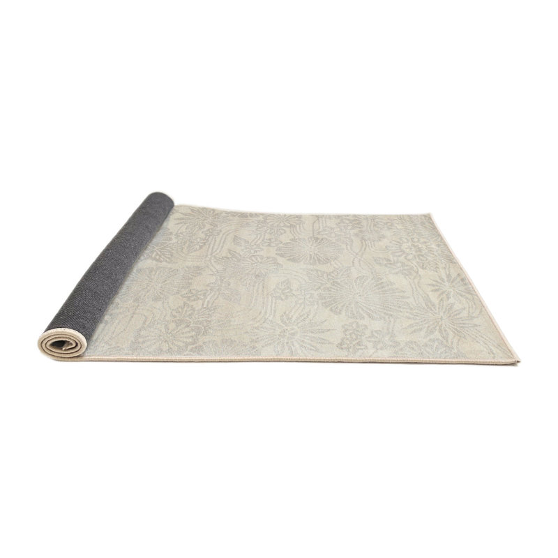 Tapis contemporain beige / olive clair, Rond 3 pi