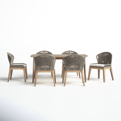 Daveney Rectangular 6 - Person 67" Long Dining Set with Cushions by Birch Lane