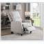 Chaise inclinable rembourrée en tissu beige avec structure en bois massif, mobilier transitionnel confortable et élégant-22356821