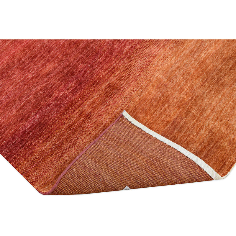 Tapis orange / rouge noué à la main de haute qualité, Rectangle 8 pi x 10 pi