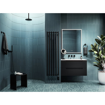 16.5"x37.5" Rosendal Vertical Modern Wall Mounted Electric Hardwired Towel Warmer - Brushed Bronze, Fluid Filled, Sleek Vertical Design, Includes Programmable Smart Switch, Lifetime Warranty