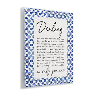 «Darling Only You Can Inspiring», plaque murale par lettrée et doublée