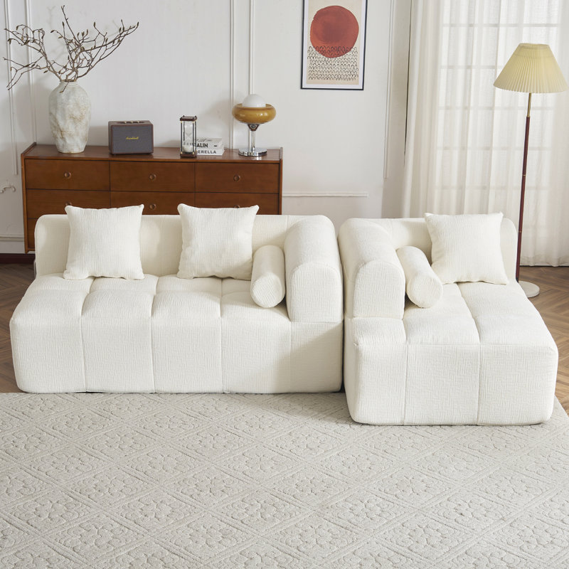 Canapé modulaire 2 pièces rembourré, Chenille beige