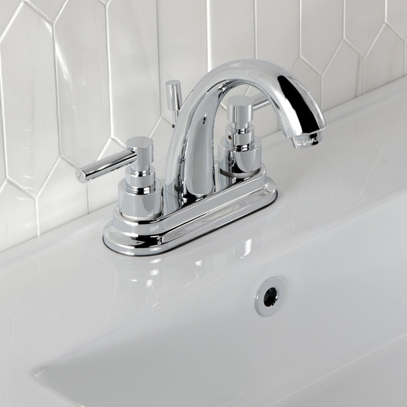 Robinet de salle de bain central à avec ensemble de drain bain Elinvar, Chrome poli