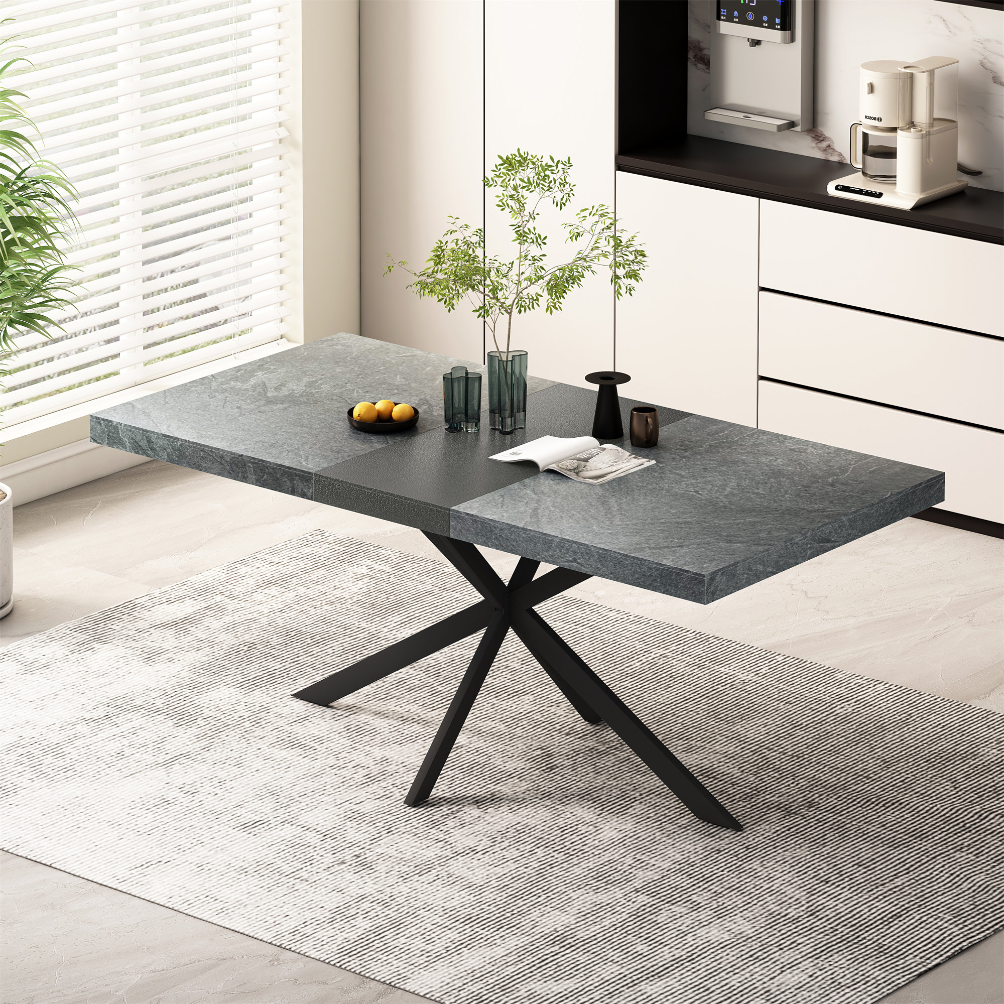 George Oliver 55.11'' -70.86"Retro Rectangular Stretch Dining Table ...