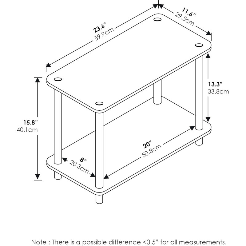 2-Tier No Tools Tube Shelf And End Table With Simple Stylish Design, Easy 5-Minute Assembly, Sturdy And Functional For Any Room
