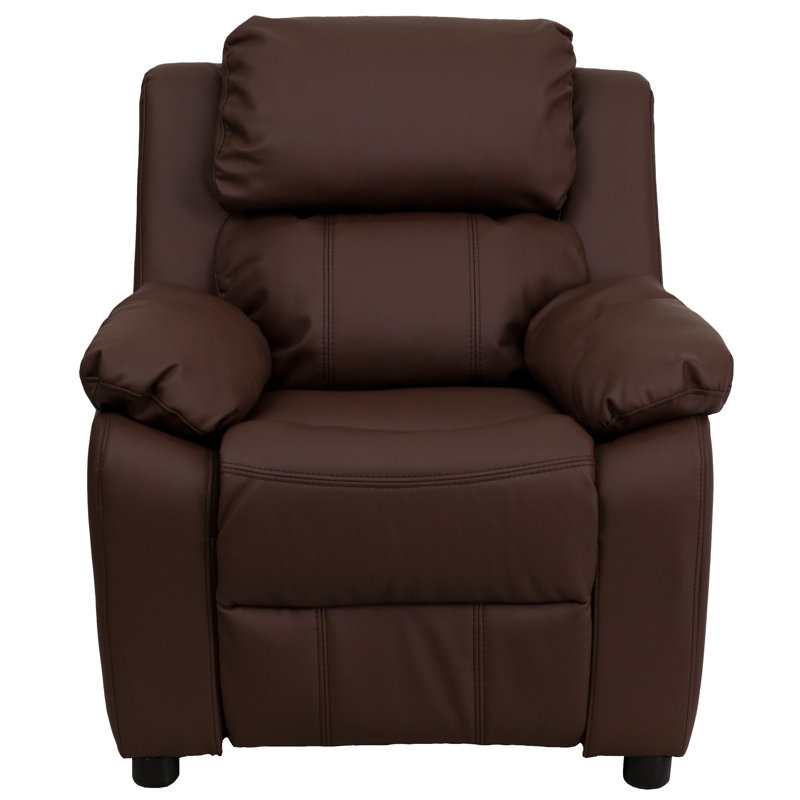 Brockbank Kids 15'' Recliner and Ottoman, Leather - Brown