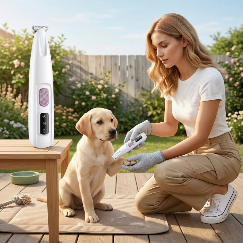Micro Precision Dog Paw Trimmer with LED Light, Rechargeable Electric Pet Clippers, Waterproof Grooming Shaver for Eyes, Face, Ears, Feet & Rump