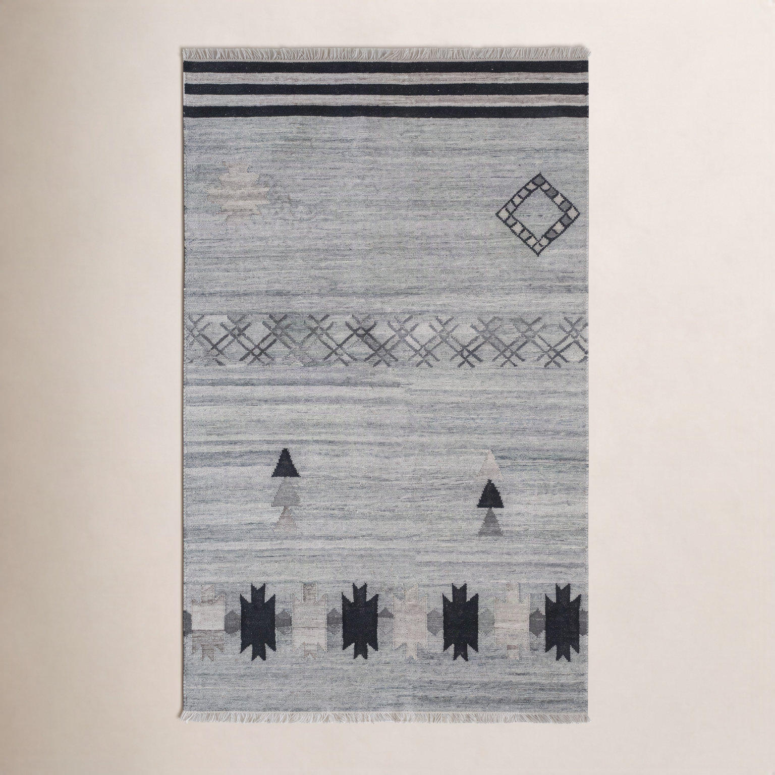Elly Ancient Moroc Flatweave Geometric Rug, Rectangle 3' x 5'