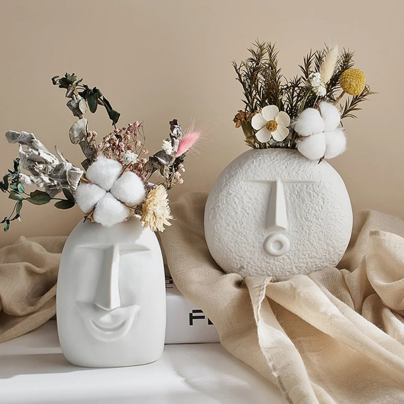 Haninah Fun Nordic Style Vase White Facial Expression Personality OMG Expression