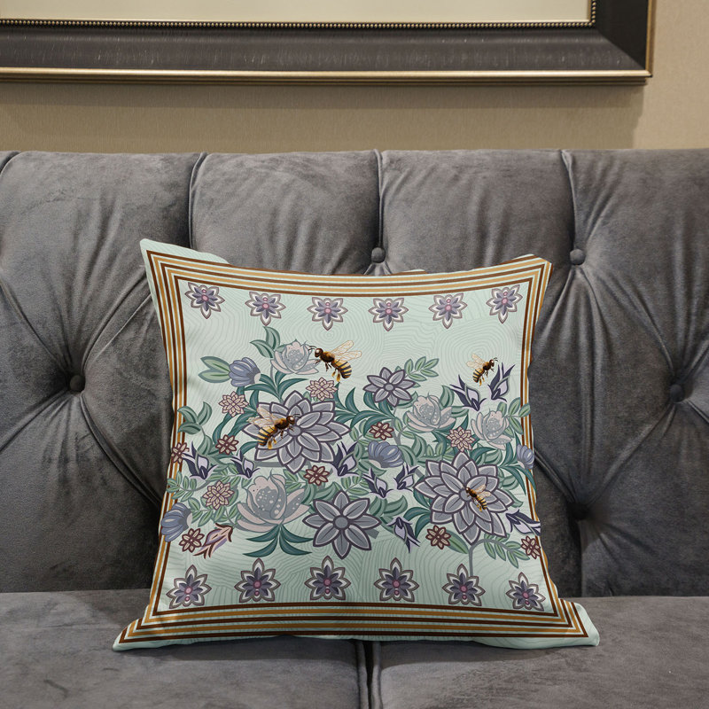 Coussin 18 x 18 Bee Blown, Vert clair / Mauve