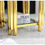 Square Stainless Steel End Table, Double-Layer Tempered Glass With Hidden Storage-1691247592