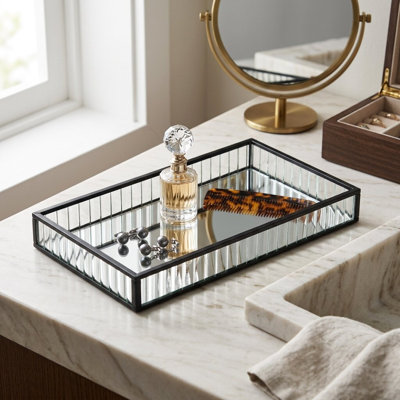 Plateau rectangulaire en verre cannelé Veldra