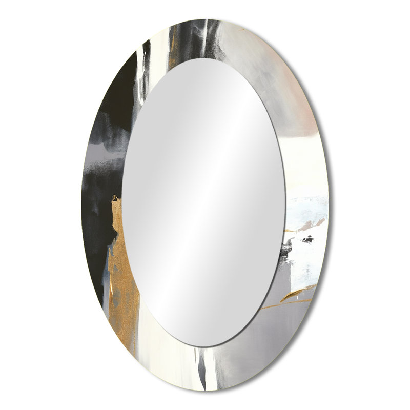 Miroir mural moderne noir et doré Harmony Of Marble VI, 36 po x 24 po