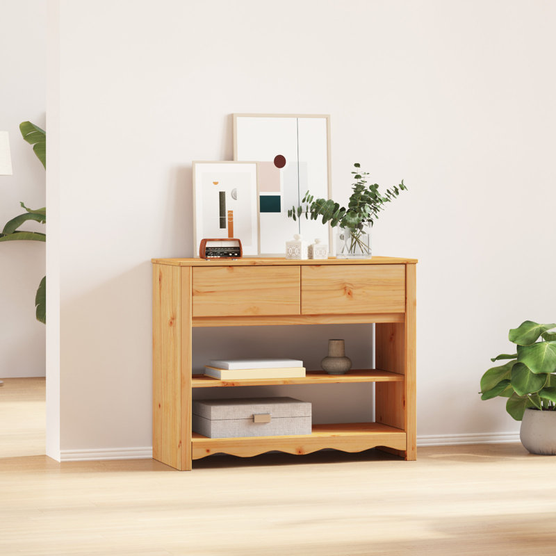37cm Solid Wood Console Table, Light Oak