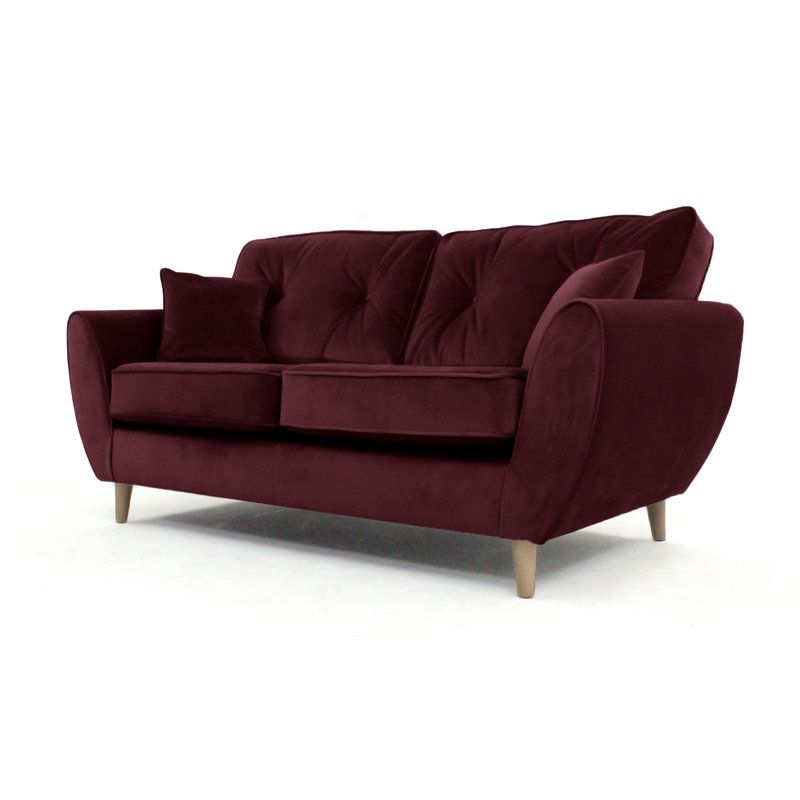 Rafe 3 Seater Velvet Sofa, Aubergine Velvet