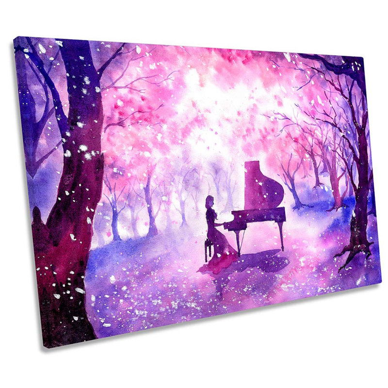 Piano Music Forest - Wrapped Canvas Print, 91.4cm H x 137.2cm W 