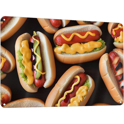 Vintage en métal plaque d'étain drôle barre signe en aluminium salle de bain murale rétro signe de cour de bienvenue affiche amusante Hot Dogs Wall Art décoration pour la maison café décoration murale 8 x 12 pouces