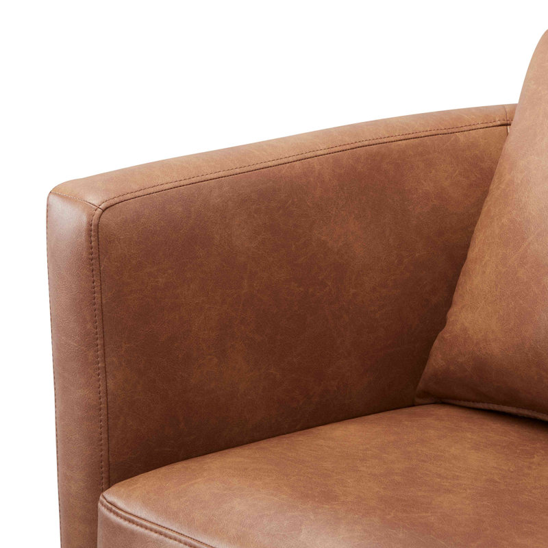 Fauteuil demi-tonneau pivotant en similicuir, Brun