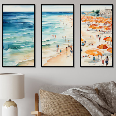 Beach Day Umbrella Parade V - Coastal Beach Sand, art mural