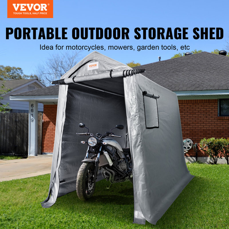 Gray 6' x 8' Portable Storage Shed with Windows