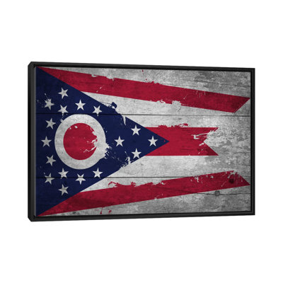Flags Ohio Planks with Splatters Graphic Art on Canvas