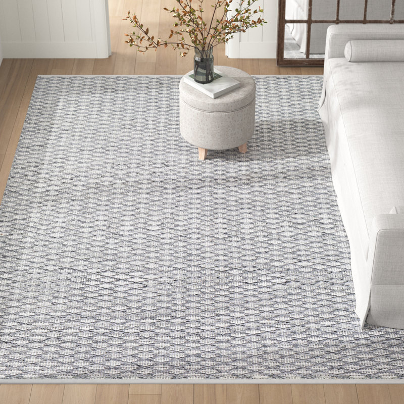 Petra Trellis Handmade Flatweave Area Rug, Rectangle 8' x 10', Gray/White