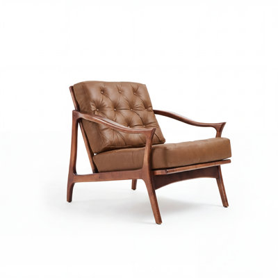 Chaise longue capitonnée surdimensionnée avec structure en bois Mid-Century