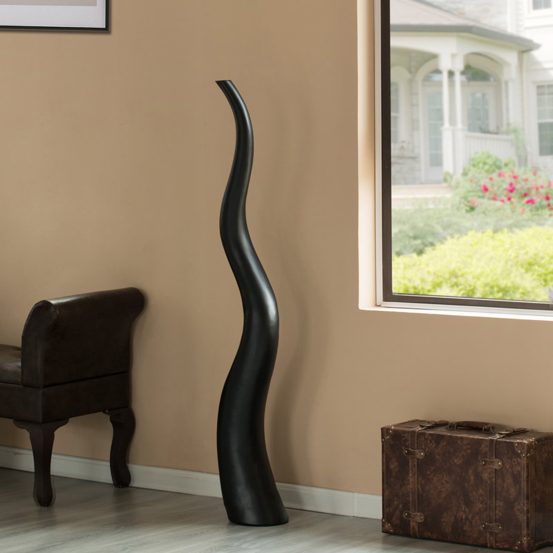 Ceramic Floor Vase, 51" H x 7" W x 7" D, Black
