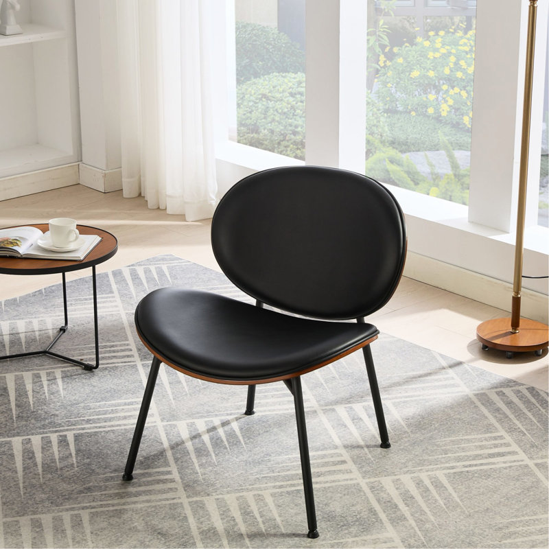 Chaise coquillage en noir, polyvalente pour différents thèmes de décoration, confort durable, chaise longue en cuir de style Mid-Century Sw1871bk, coussin d'assise moelleux,