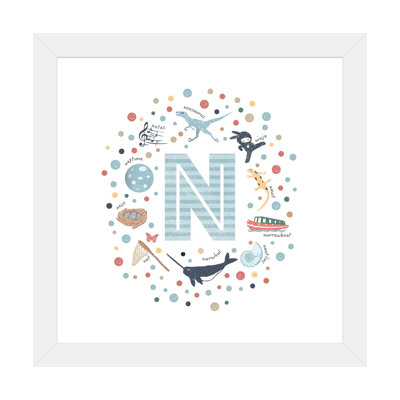 Lettre illustrée N bleue - impression